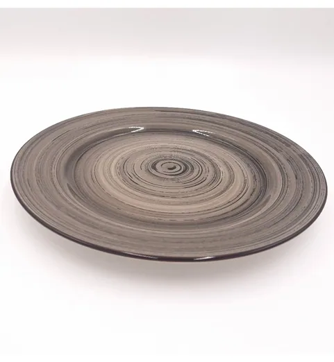 Assiette plat rond en porcelaine gris d 25 cm