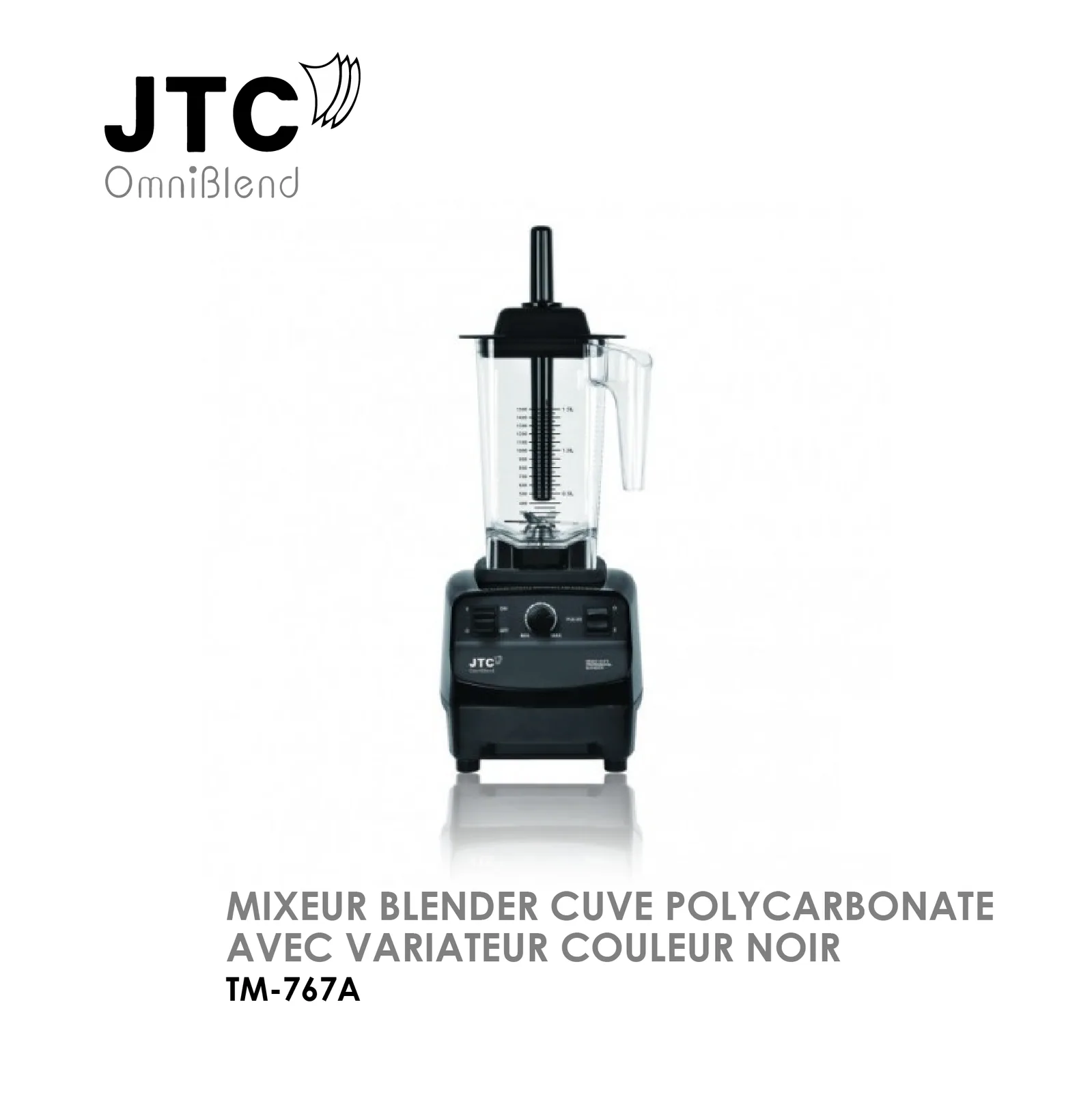 Mixeur blender cuve polycarbonate avec variateur couleur noir jtc