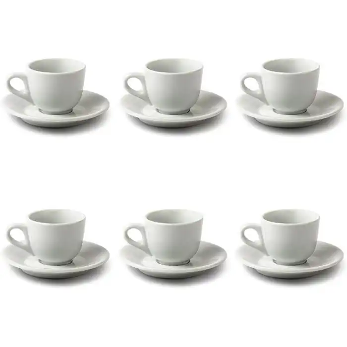 Tasse + sous tasse a cafe en porcelaine 220ml paquet de 6
