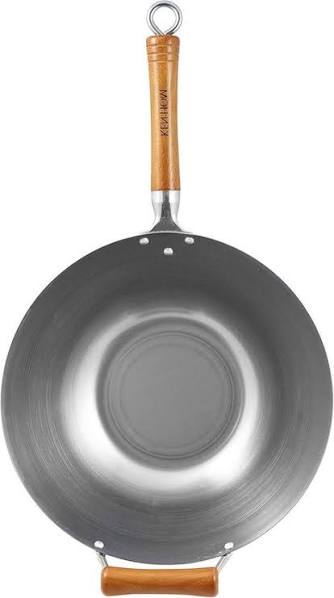 Wok antiadhesive manche en bois dd 32 cm